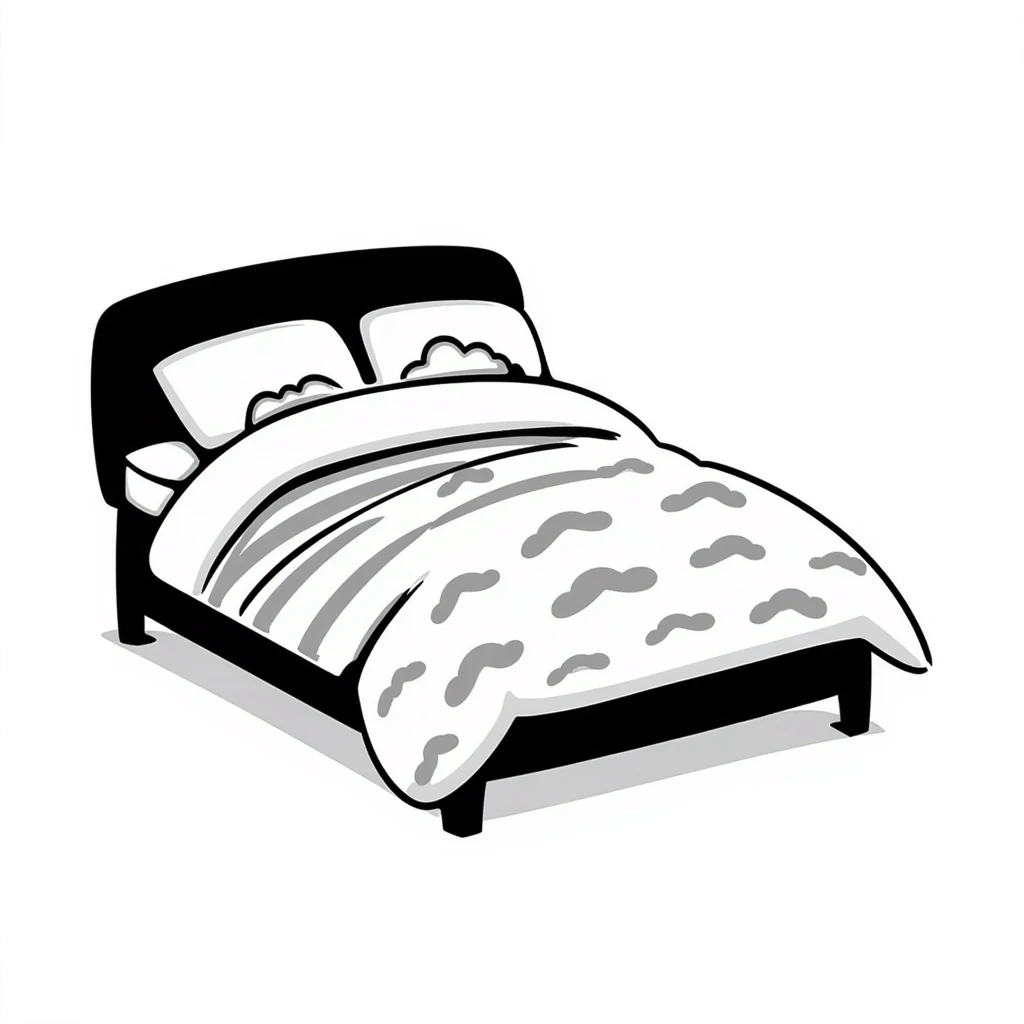 A comfortable bed with pillows and blanket emoji