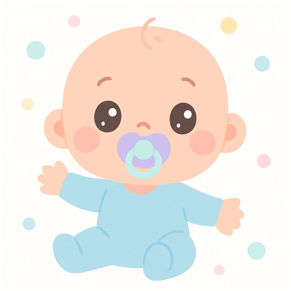 bald baby with a pacifier in mouth emoji