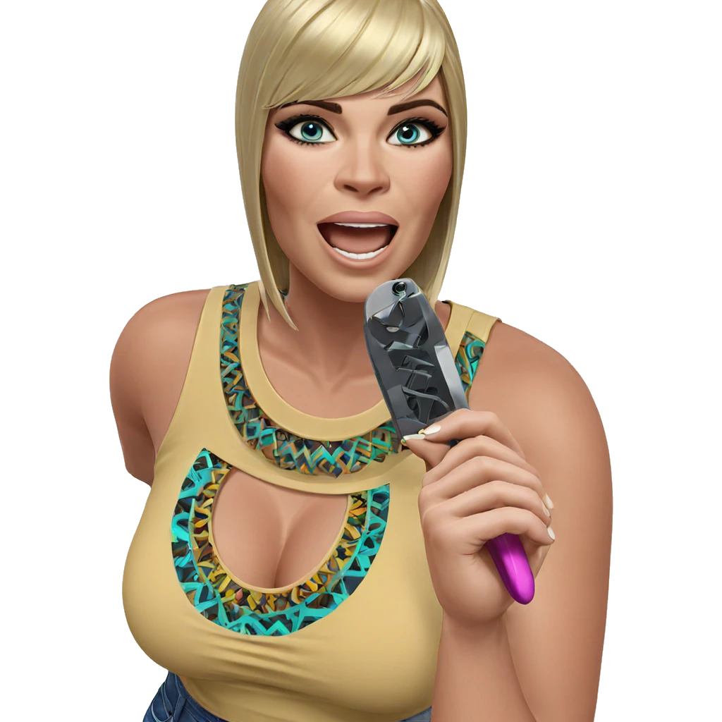 blonde beauty with bold style emoji