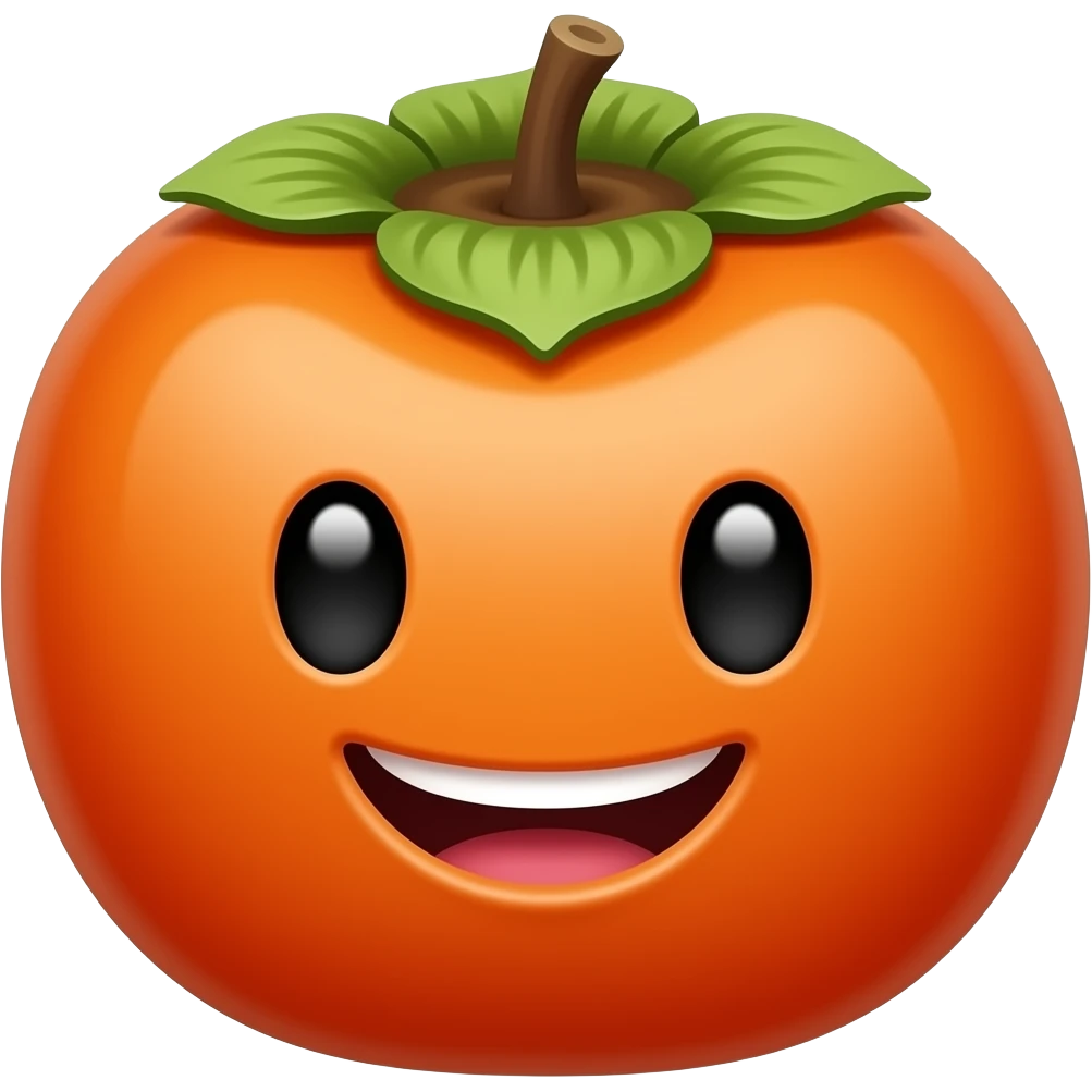 cheerful dark-skinned persimmon fruit emoji