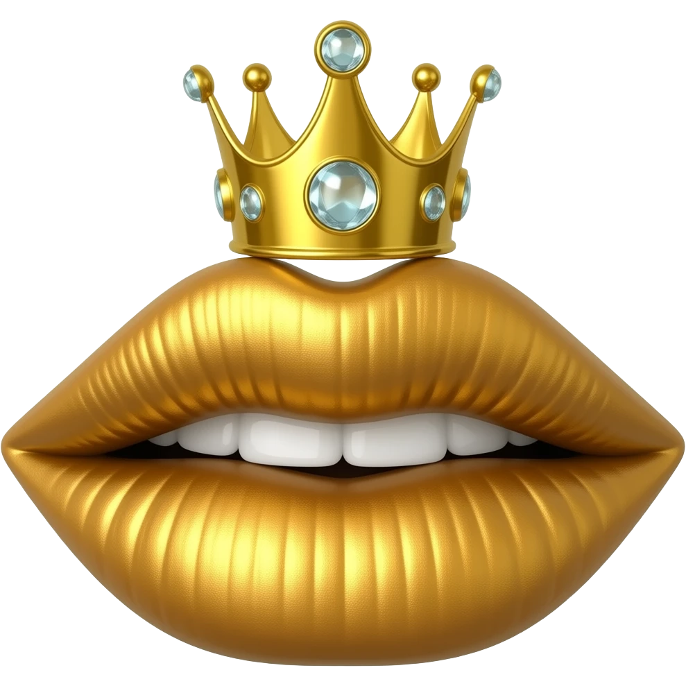Labbra d’oro con una corona  con brillanti emoji