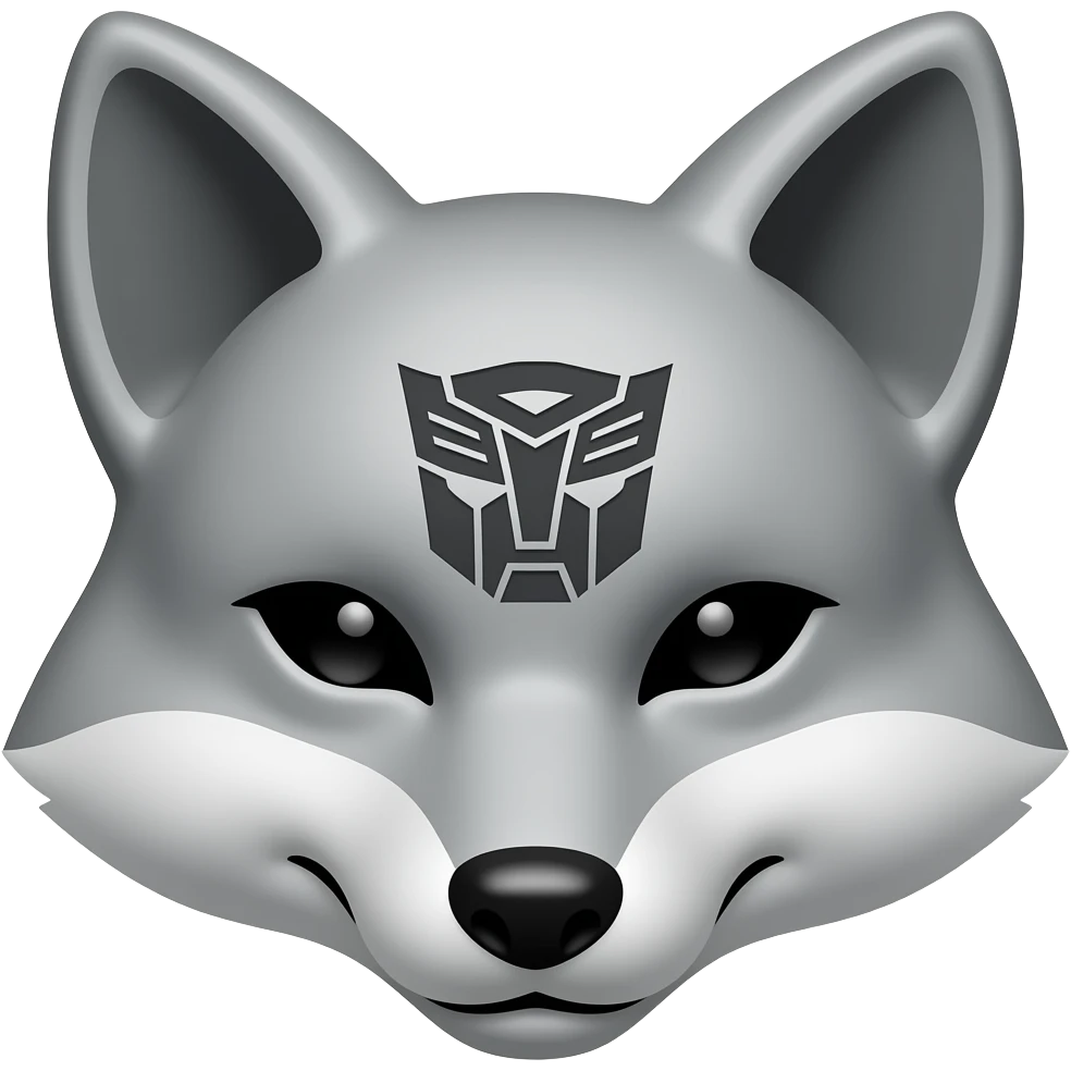 silver fox face emoji as decepticon logo emoji