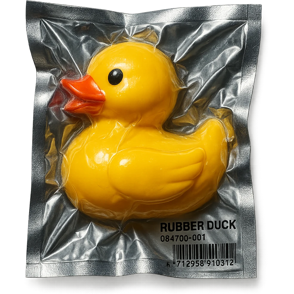 rubber duck in vacuum-sealed style emoji