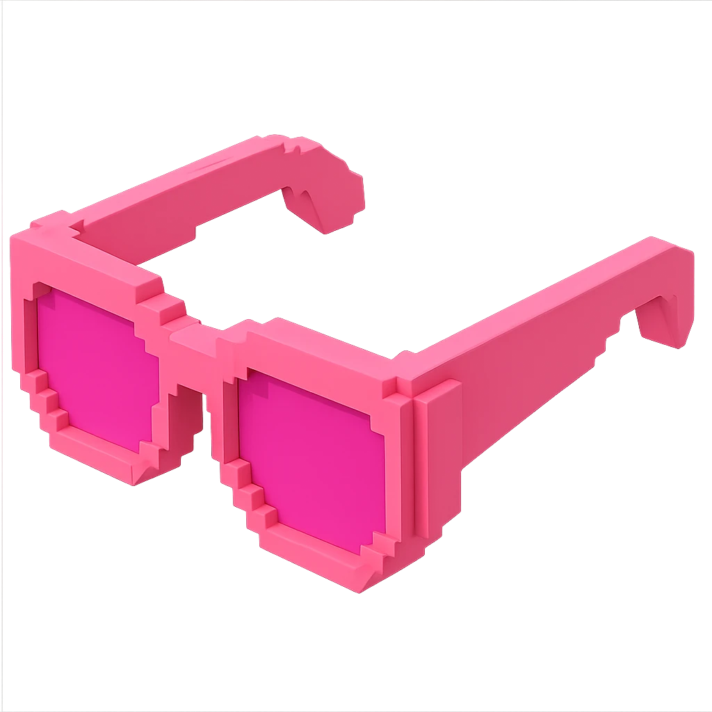 pink glasses with pink lenses, no background, following the silhouette from the reference image emoji