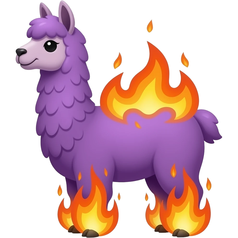 Purple Llama on fire emoji