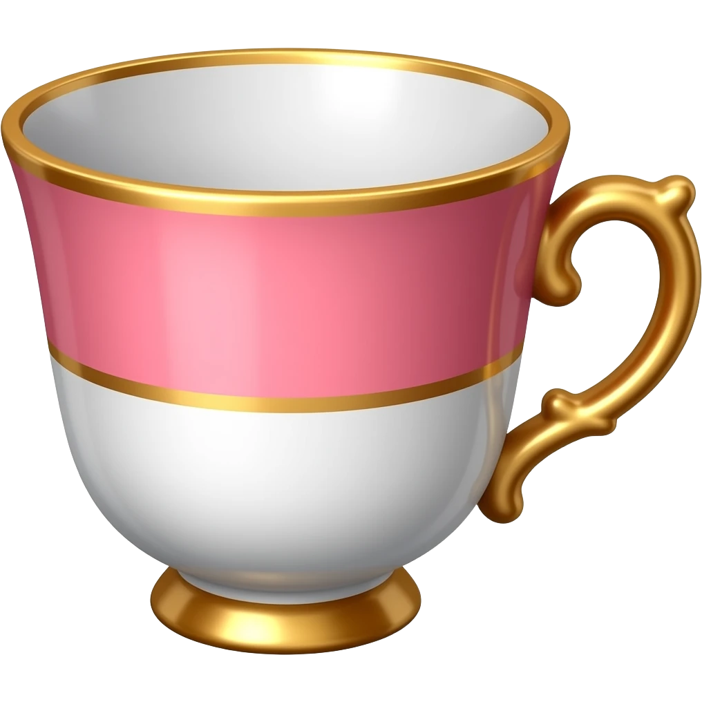 Reddish-pinkish and gold and white Warm-colored romantic fine china tea cup emoji