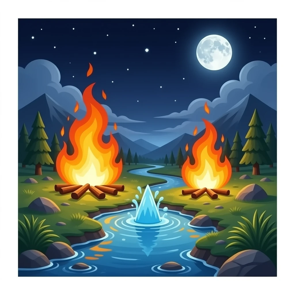 Water en vuur vechten levensecht emoji