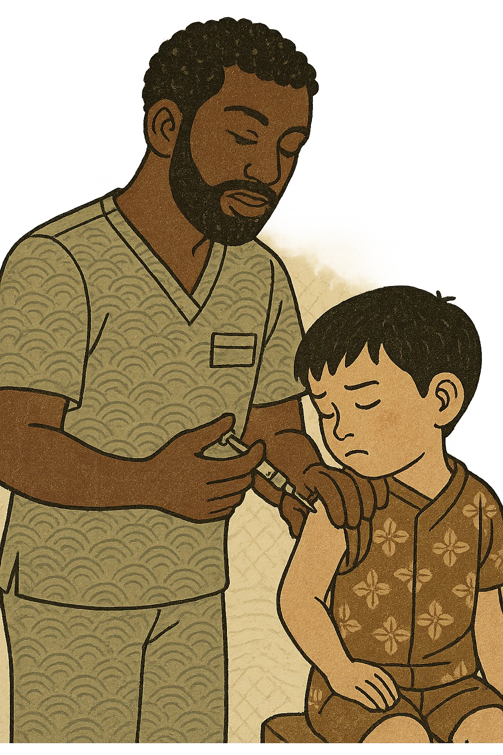 a modern day male black nurse giving a vaccination to a child emoji
