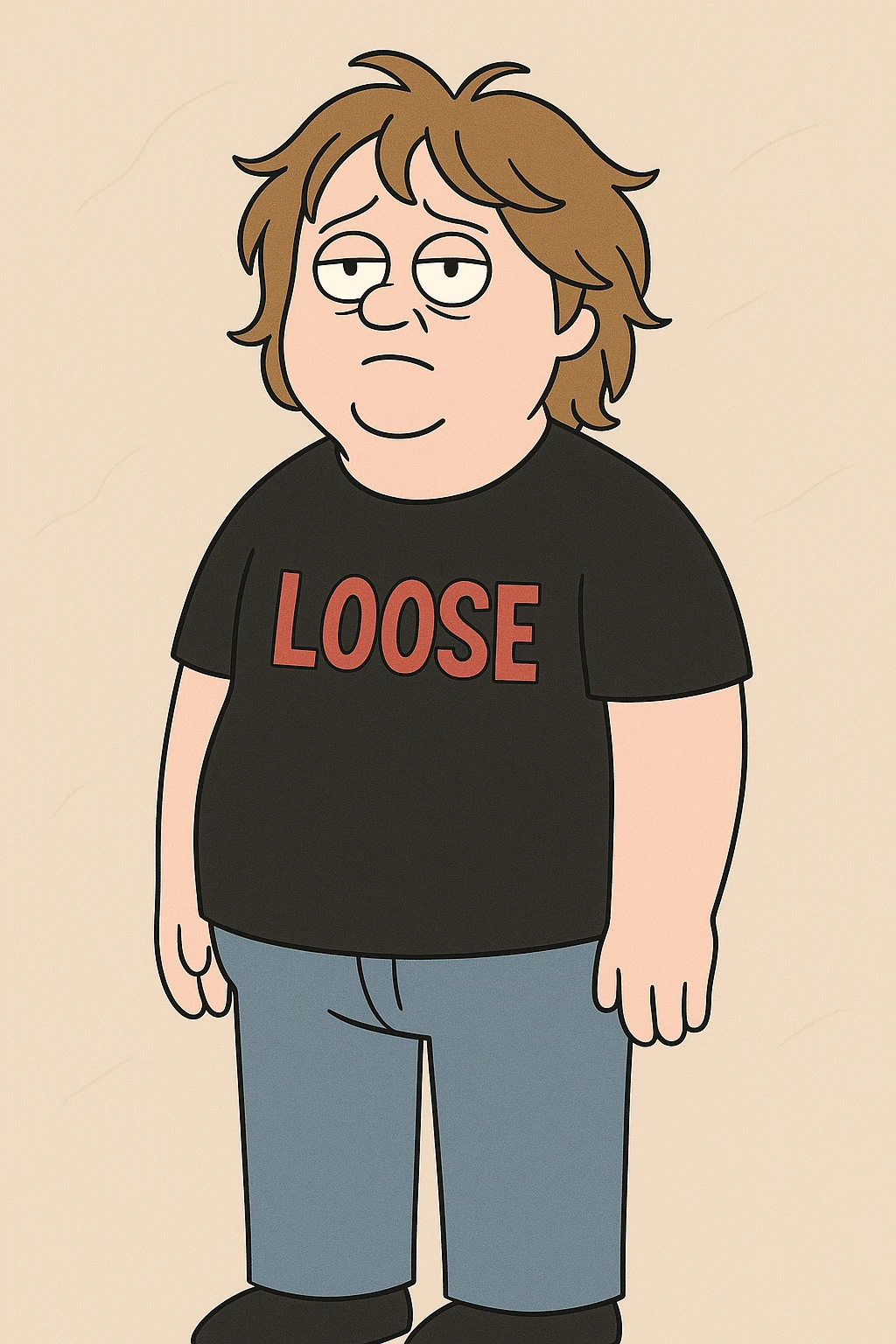 Lewis capaldi black shirt red Loose a blue jeans  emoji