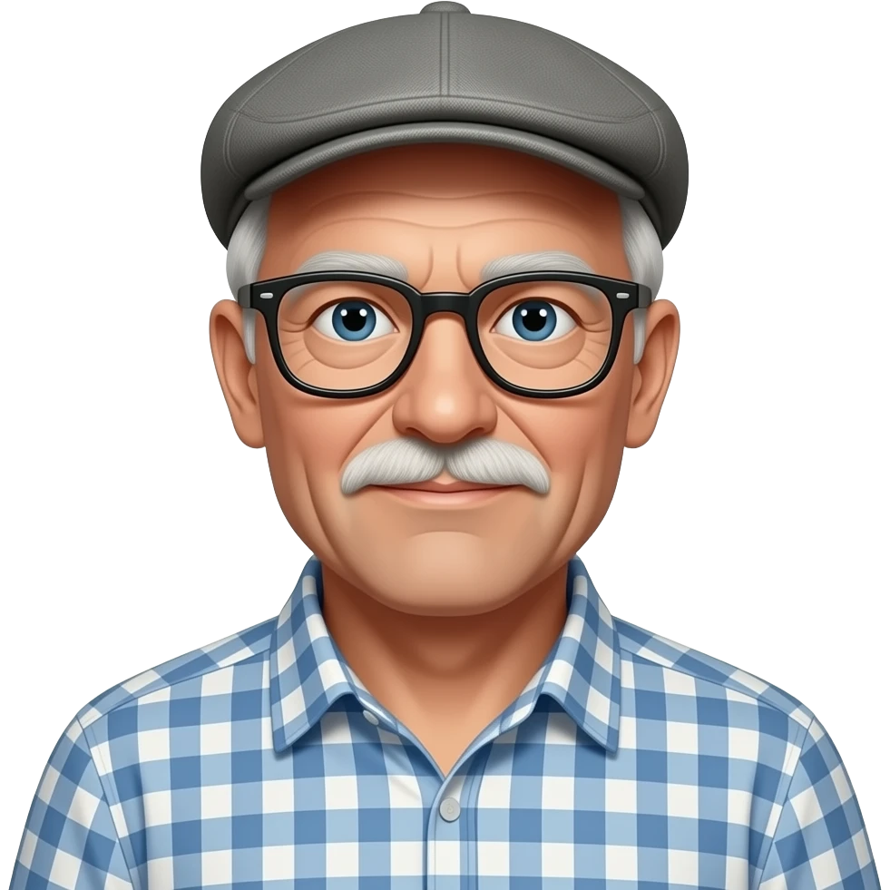 BLACK 1955 CHEVY WITH OLD MAN WITH GLASSES AND FLAT CAP emoji