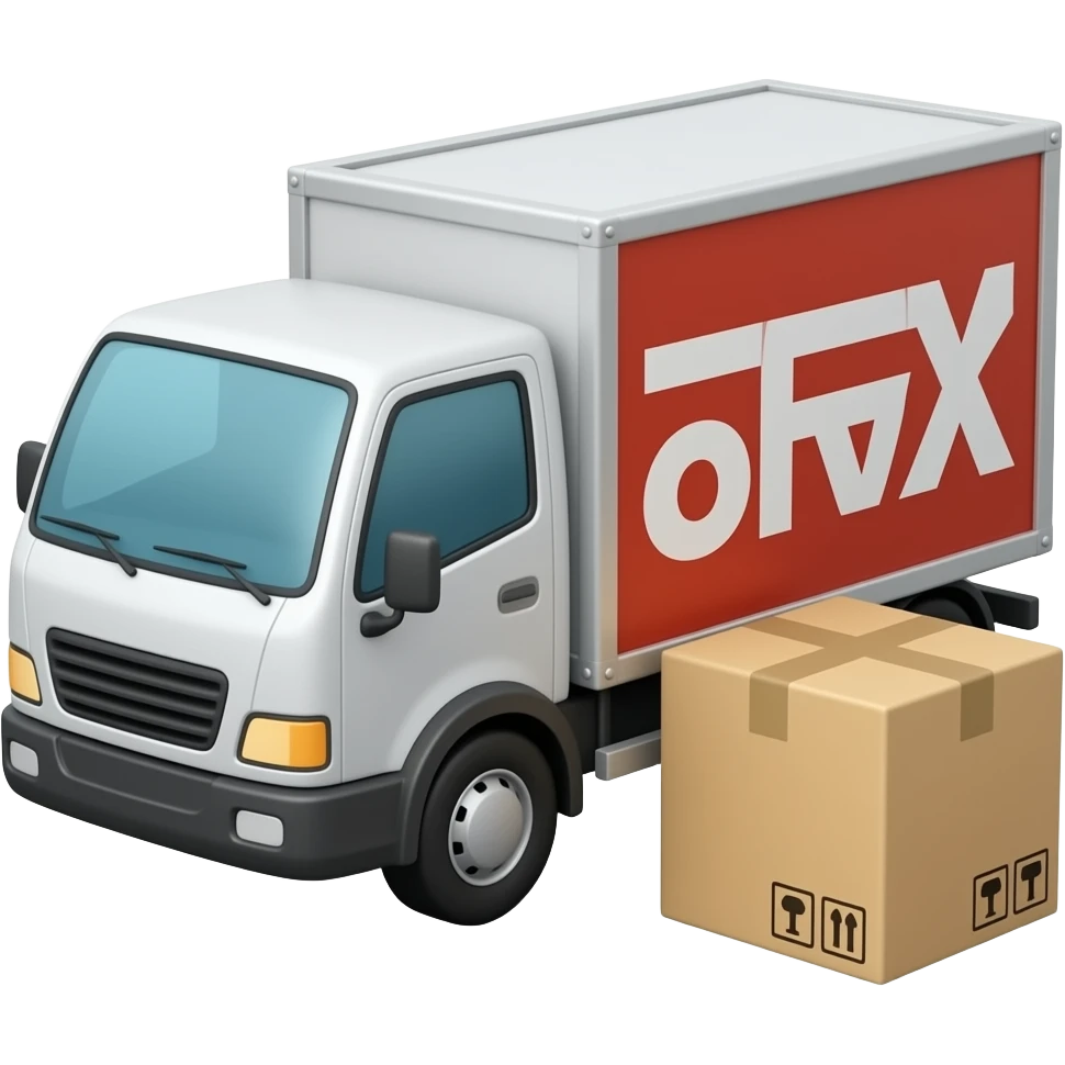Delivery Cargo car with a box beside it. no name on the cargo emoji