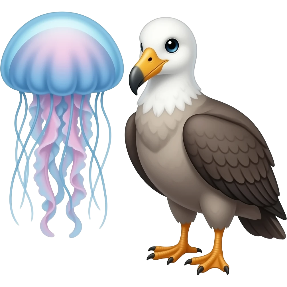 Half deap sea jellyfish body with half albatross emoji