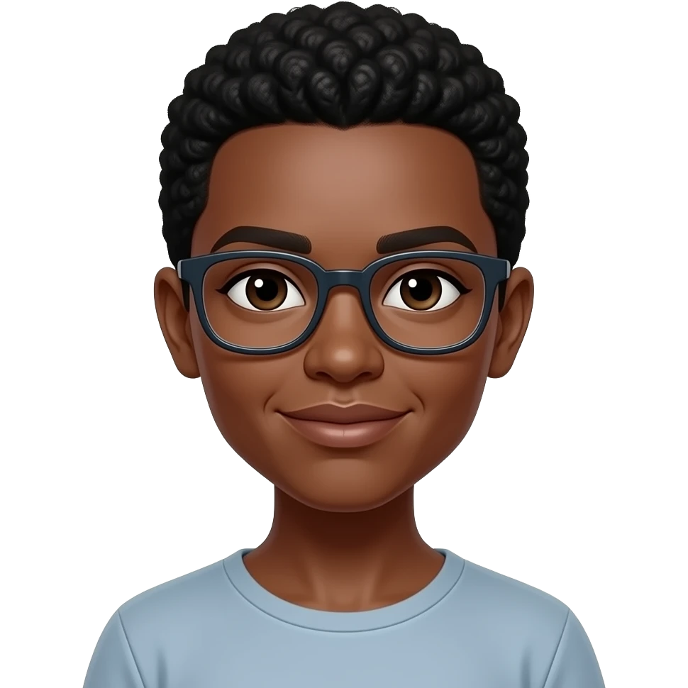 Black woman with short natural hair with glasses emoji