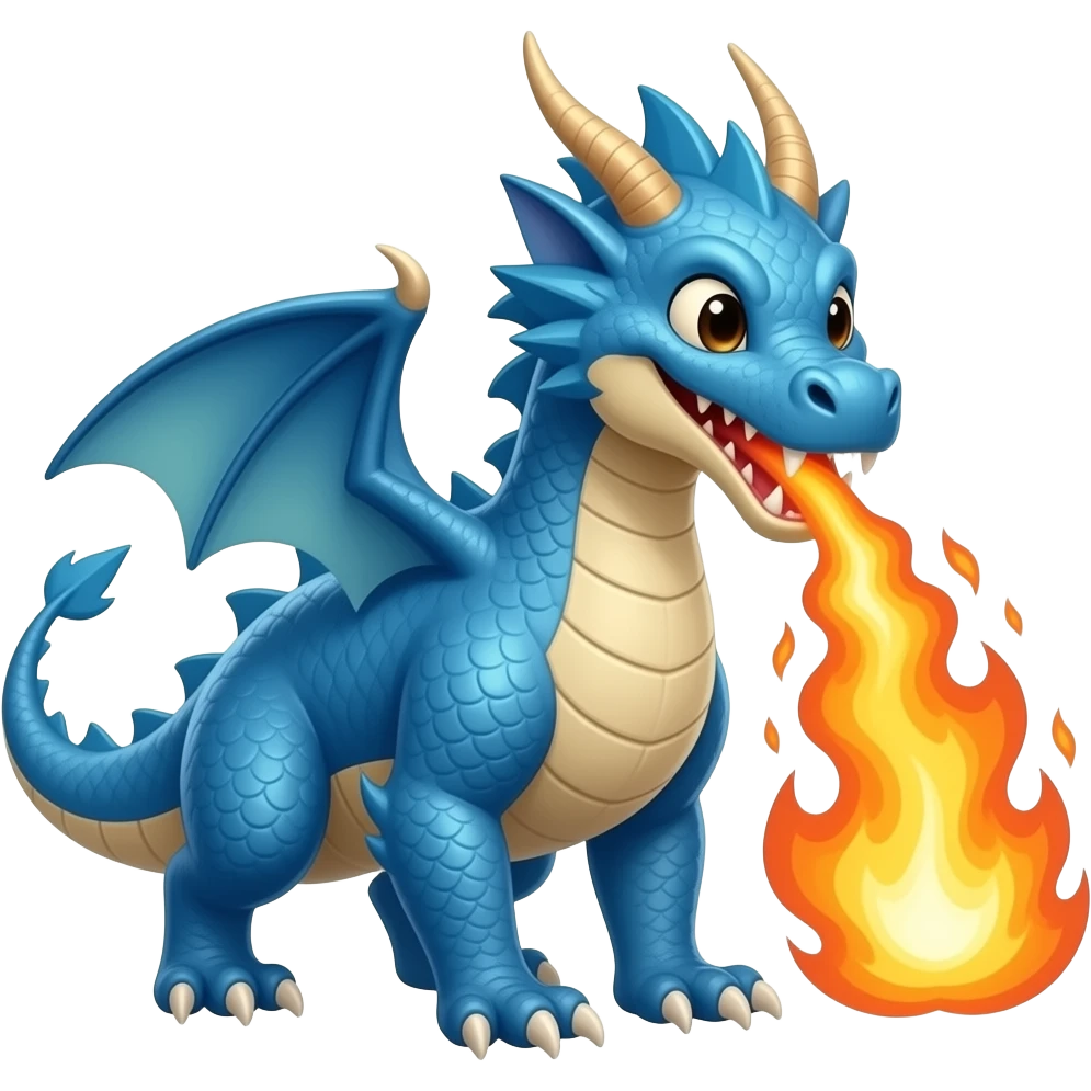 Blue dragon beathing fire emoji