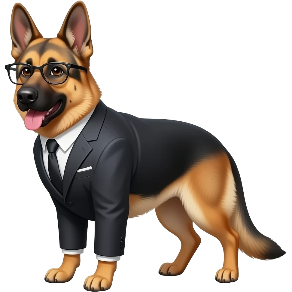 make a cool German shepherd in a suit and wearing glasses emoji