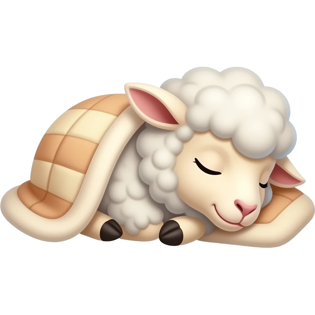 Cute sleeping ram laying on its side, nestled under a warm blanket emoji