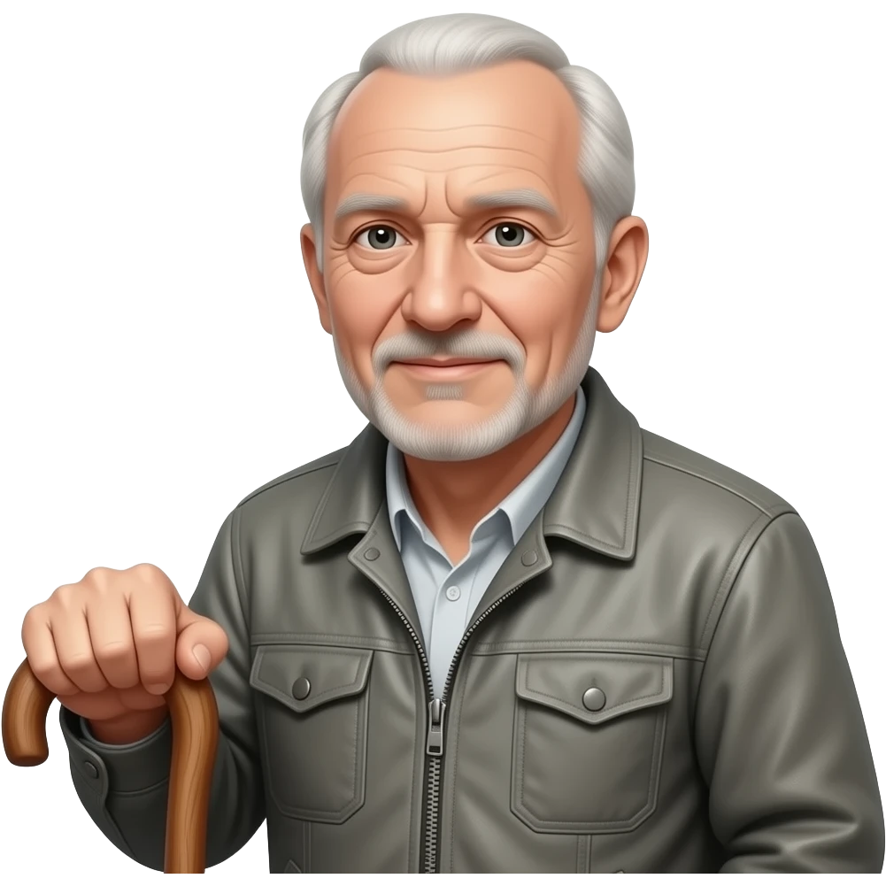 Old man balding with a walker emoji