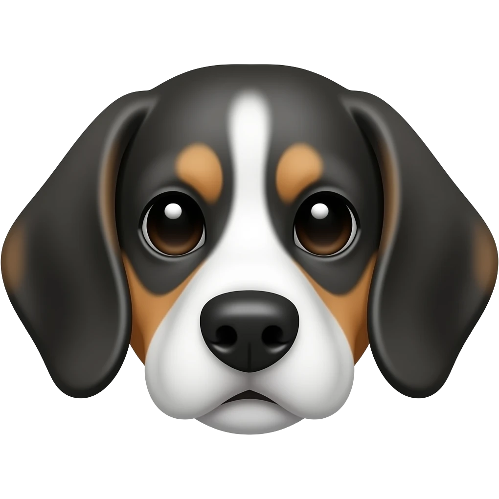 Black white beagle. Grey black ears face emoji