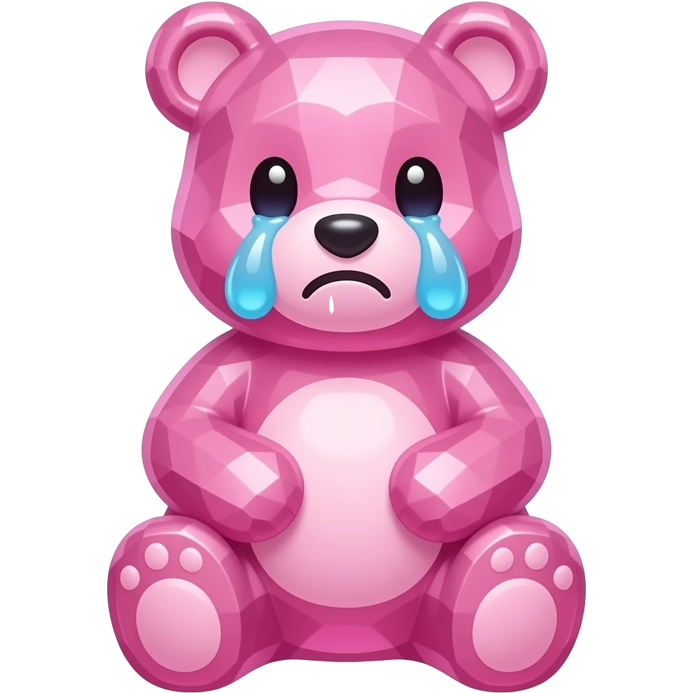 gummy crystal bear crying sad pink emoji