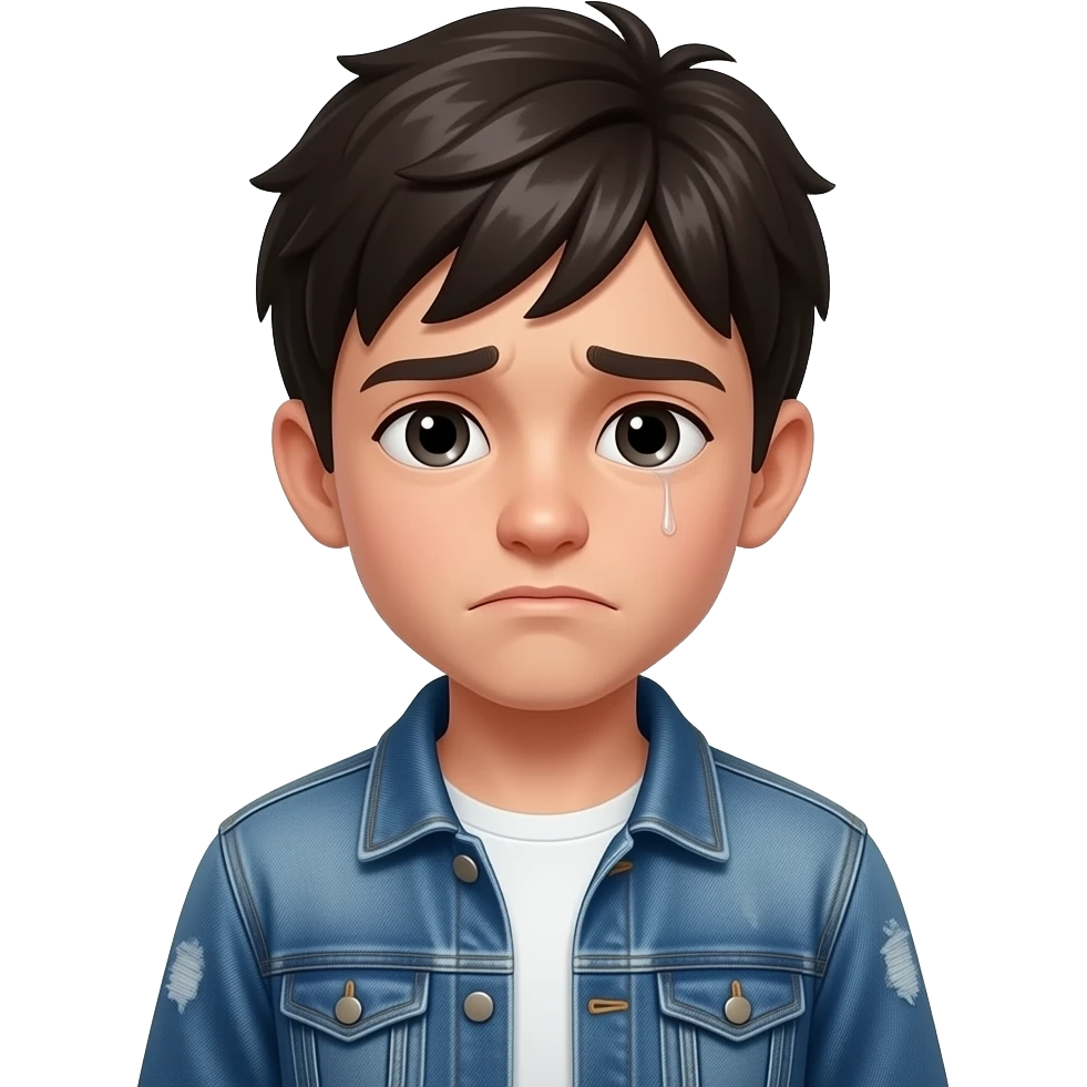 Tired dark hair boy emoji