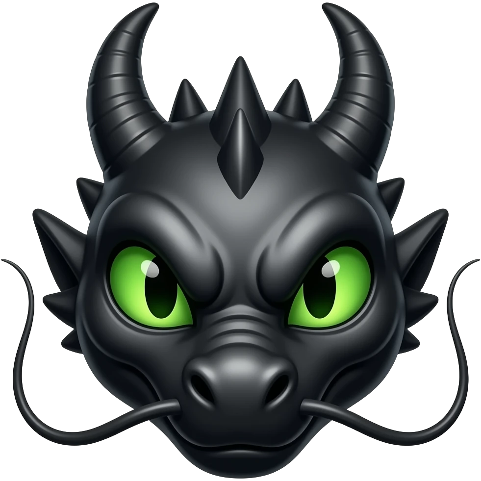Black dragon head with green 2 eye emoji emoji