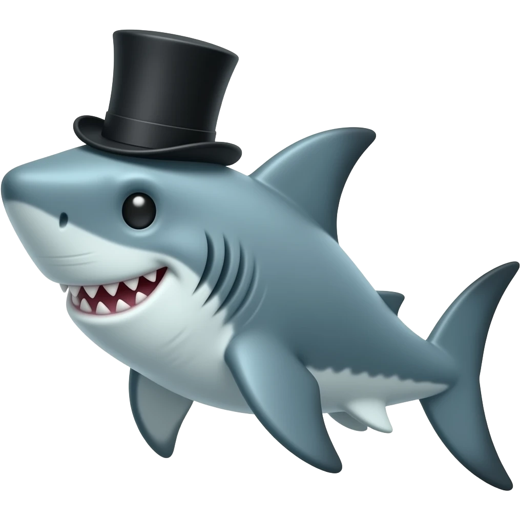 Shark with a top hat emoji
