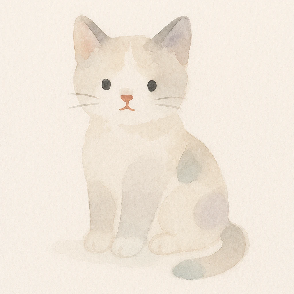 cute kitten, watercolor style emoji