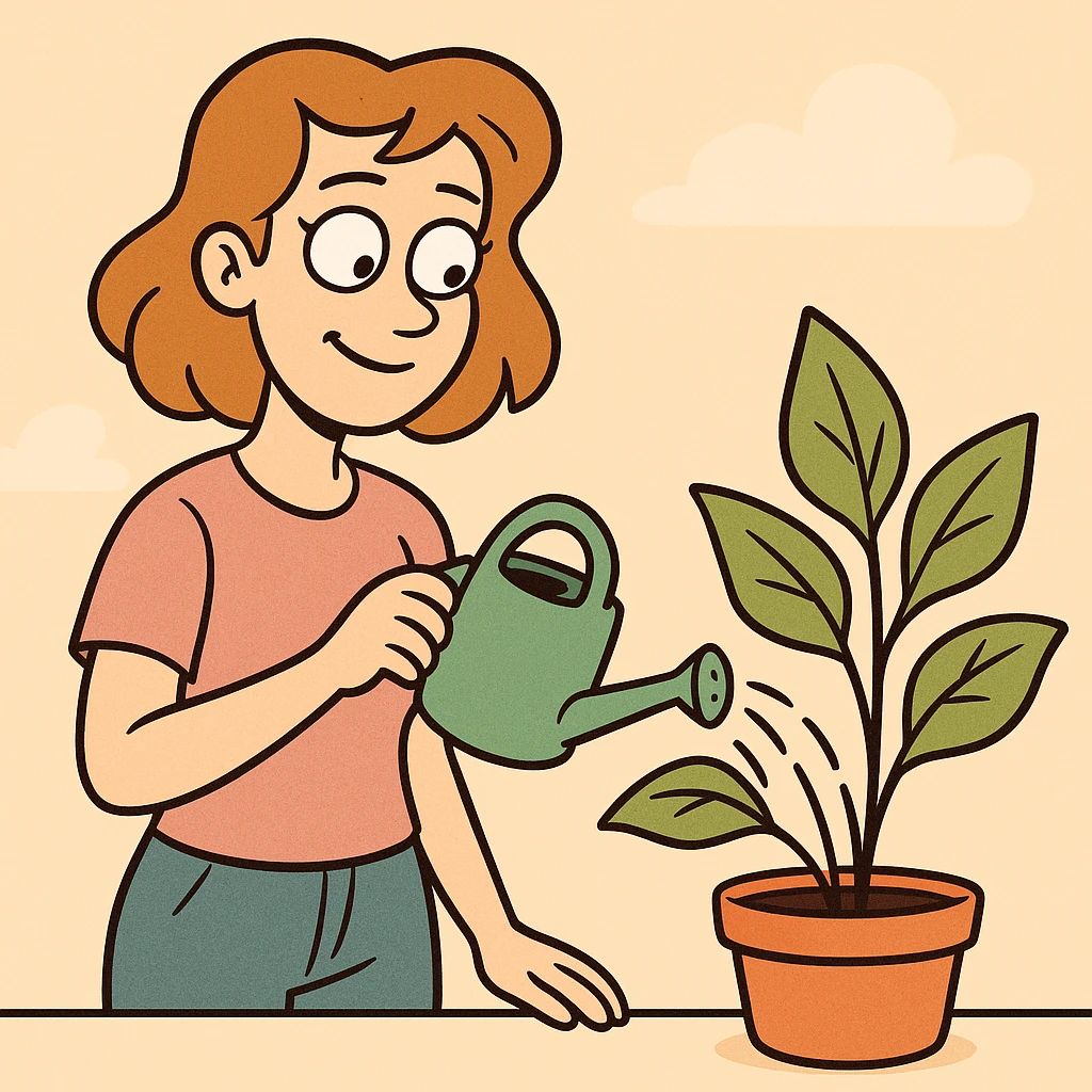 woman watering a plant emoji