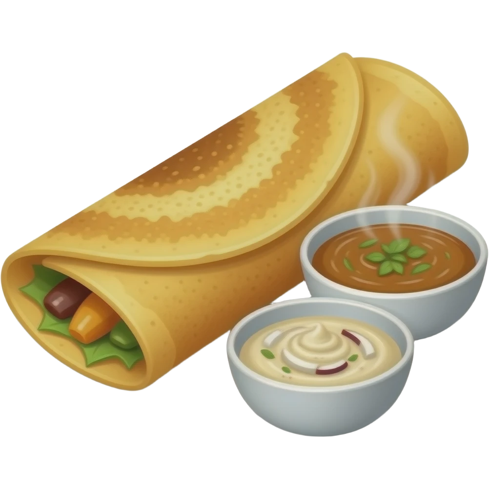 Dosa with sambar and coconut chutney emoji