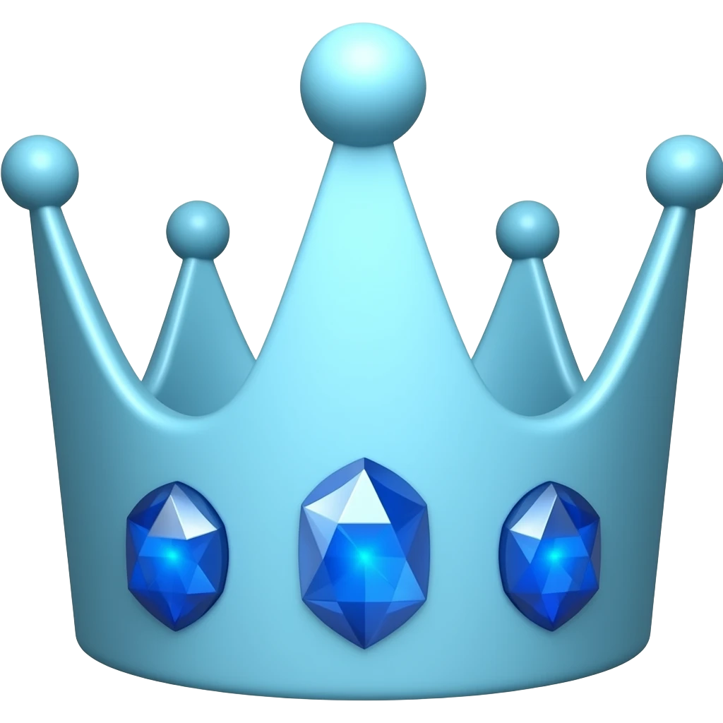 can you make a simple completely bright sky blue crown emoji with three blue diamond gemstones on the front emoji