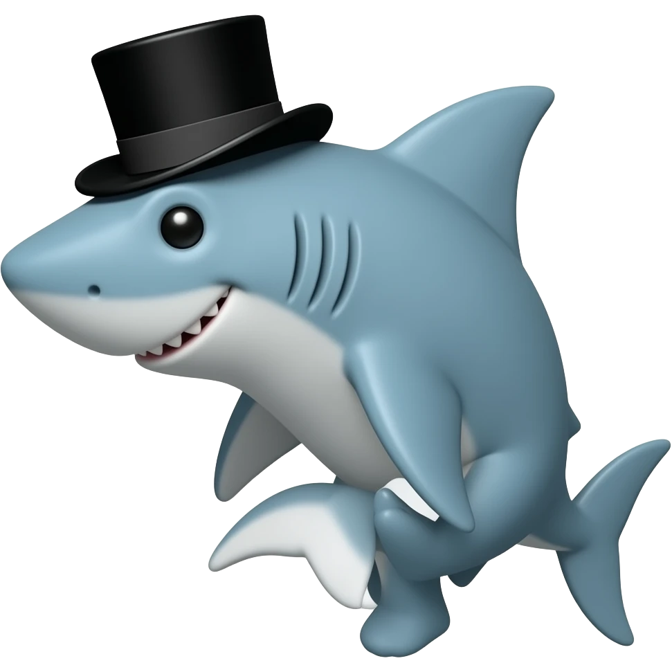 Shark with a top hat emoji