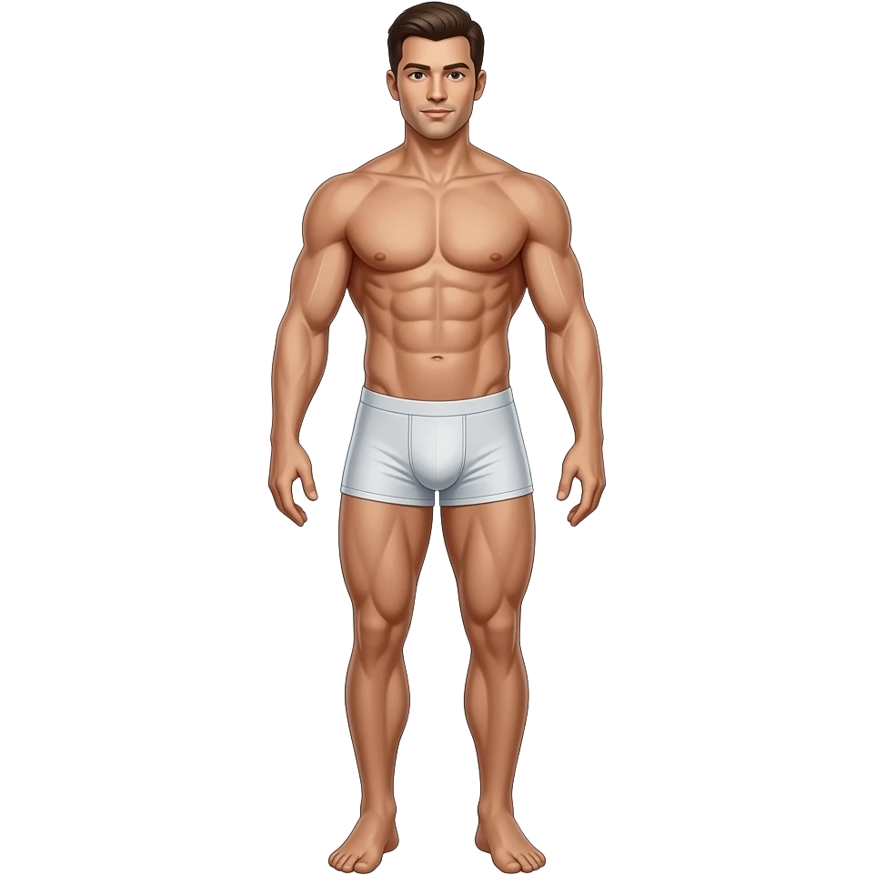 full body male figure standing muscular build in underwear emoji