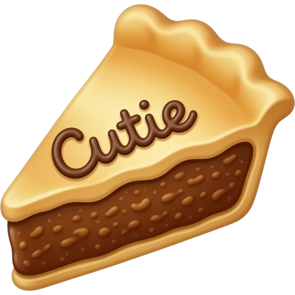 apple pie that says cutie on it emoji