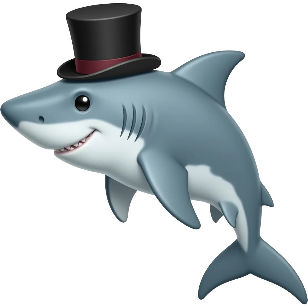Shark with a top hat emoji