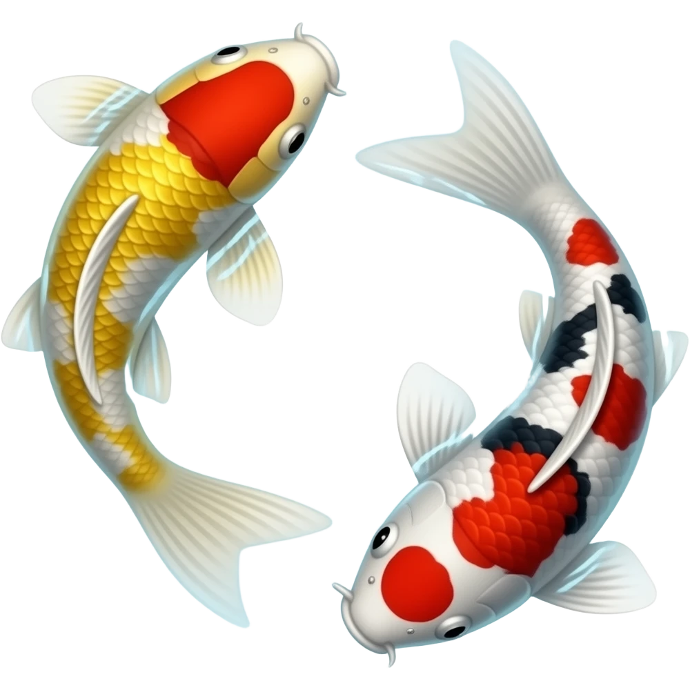 One red, yellow, and black koi fish swirling emoji