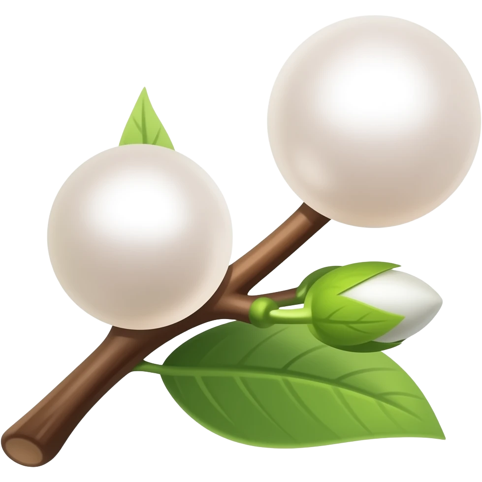 two cherries on a branch, but instead of cherries there are pink pearls emoji