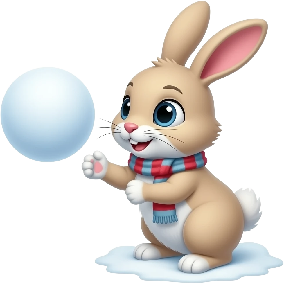 Cute bunny throwing snowball emoji
