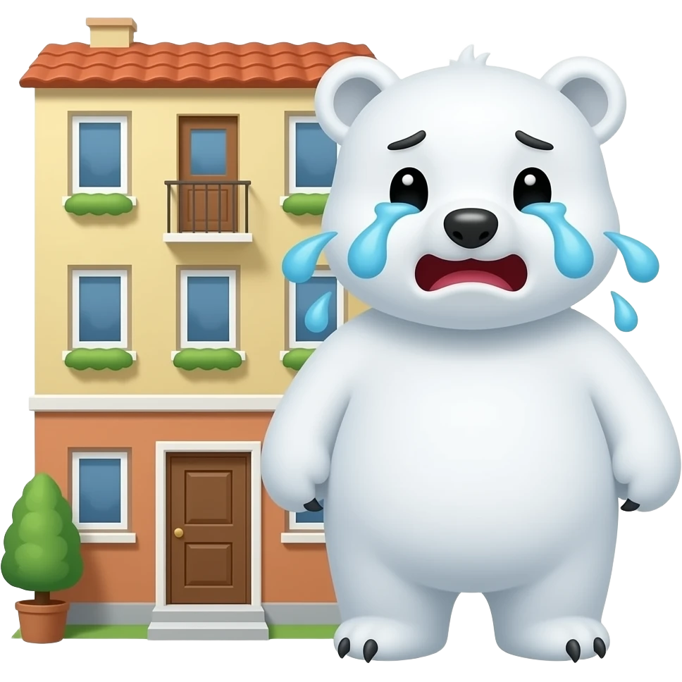 Boo's crying and laughter is heard outside from their apartment arctic animal's emoji