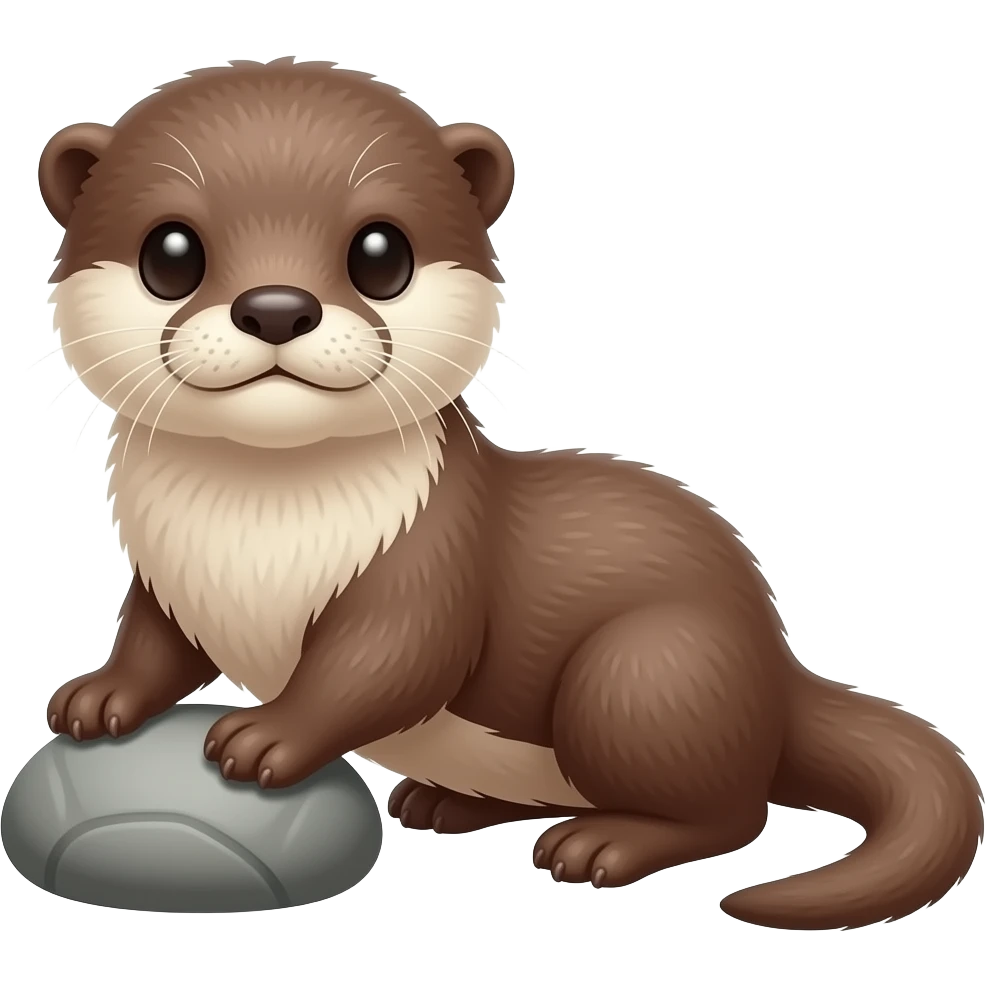 Baby otter with a stone emoji