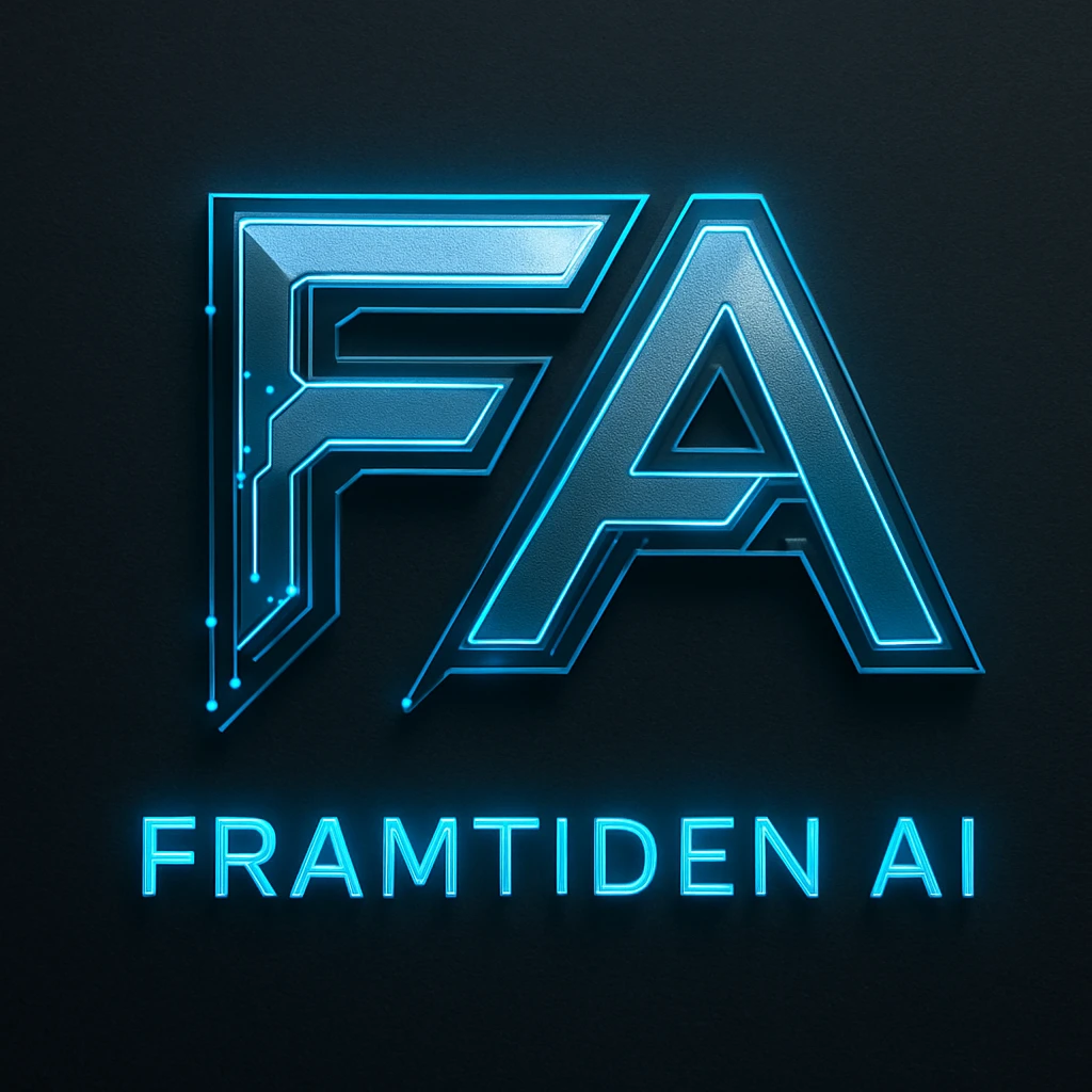 futuristic, cool logo for 'Framtiden AI', stylized F and A letters, digital vibe, modern design emoji