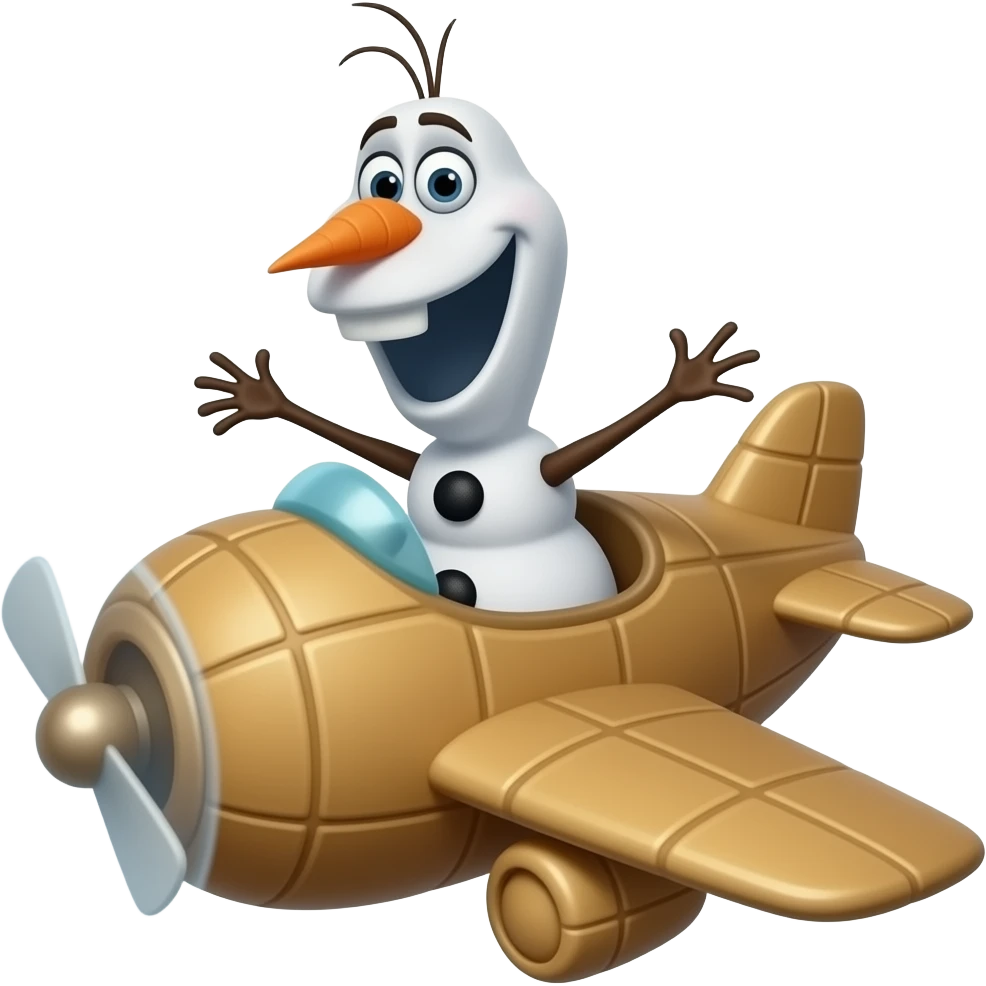 peanuts olaf  flying a plane emoji