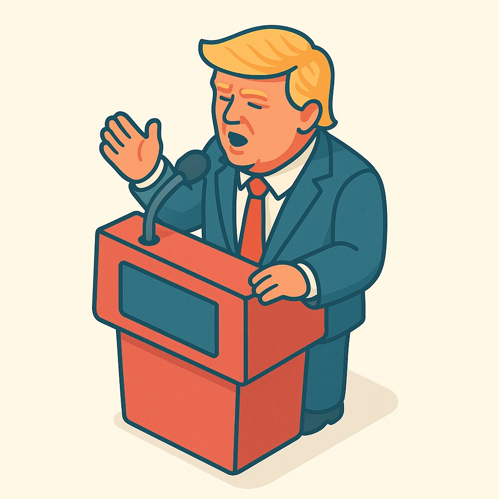 Donald Trump speaking at a rally emoji