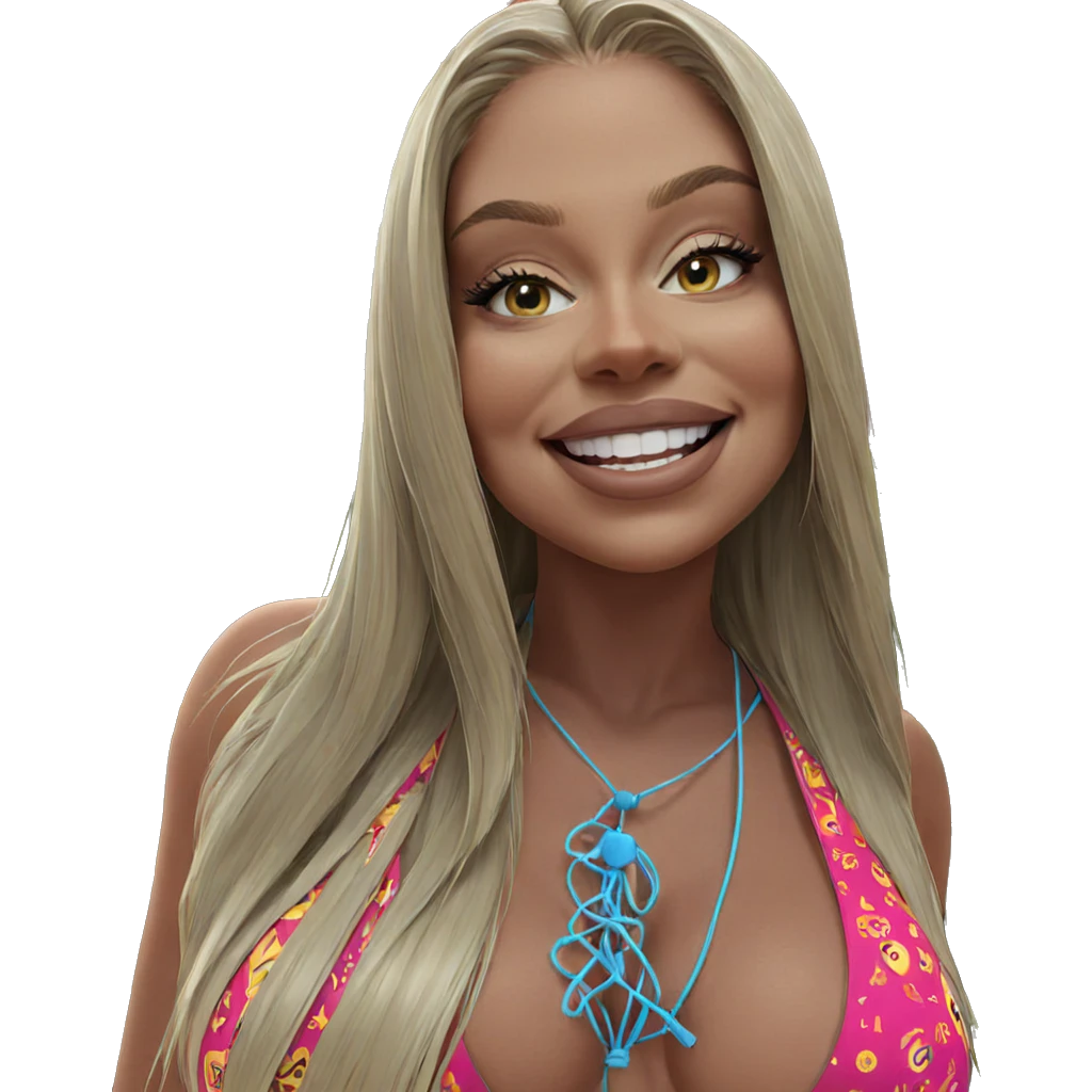 blonde girl in bikini smile emoji