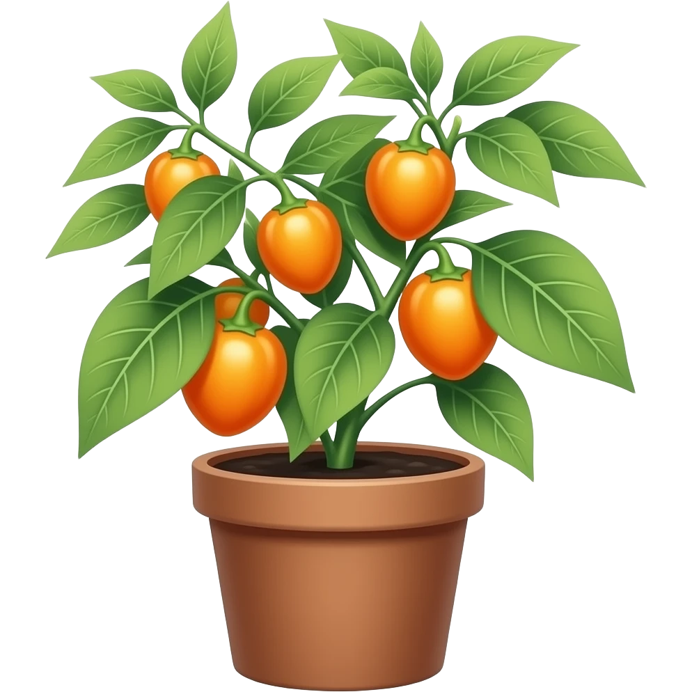 orange habanero plant in the pot emoji