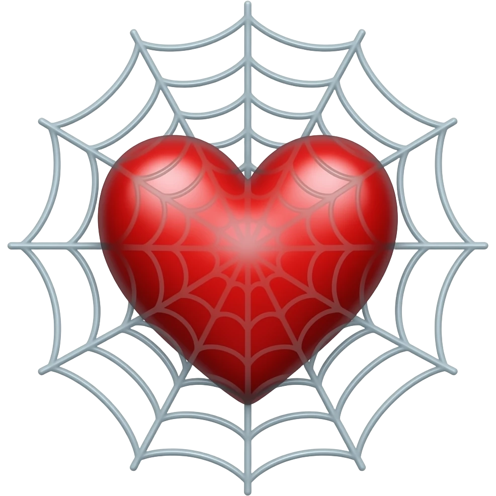 Heart trapped in a spider web emoji