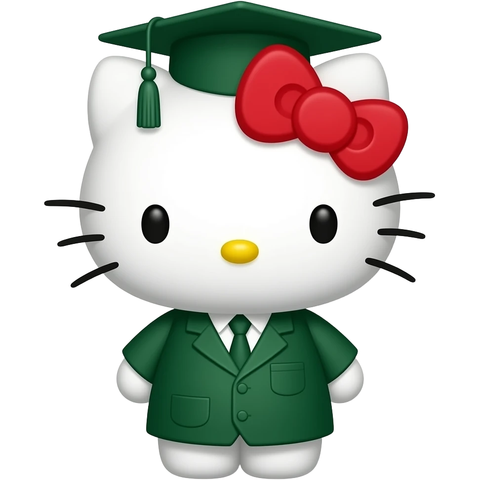 Hello Kitty attending University ( The clothes were dark green. ) emoji