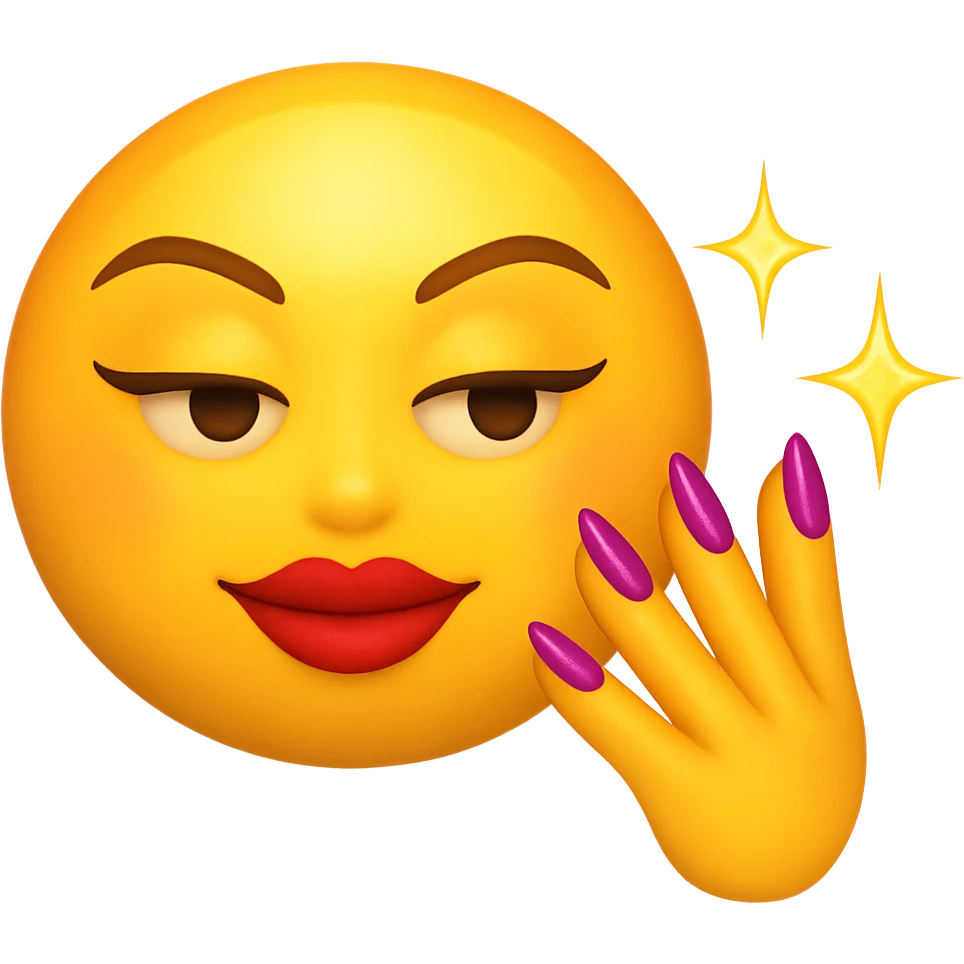 slay emoji, sparkling nails, radiant and trendy, no background emoji