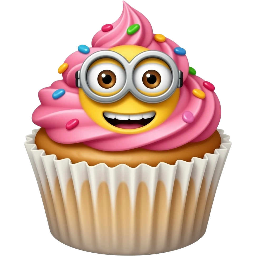 Cupcake with pink icing minion boca emoji