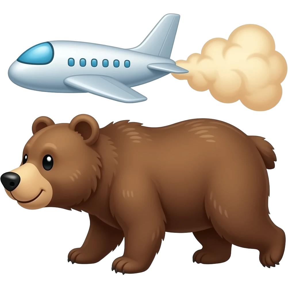 Airplane farting on bear emoji