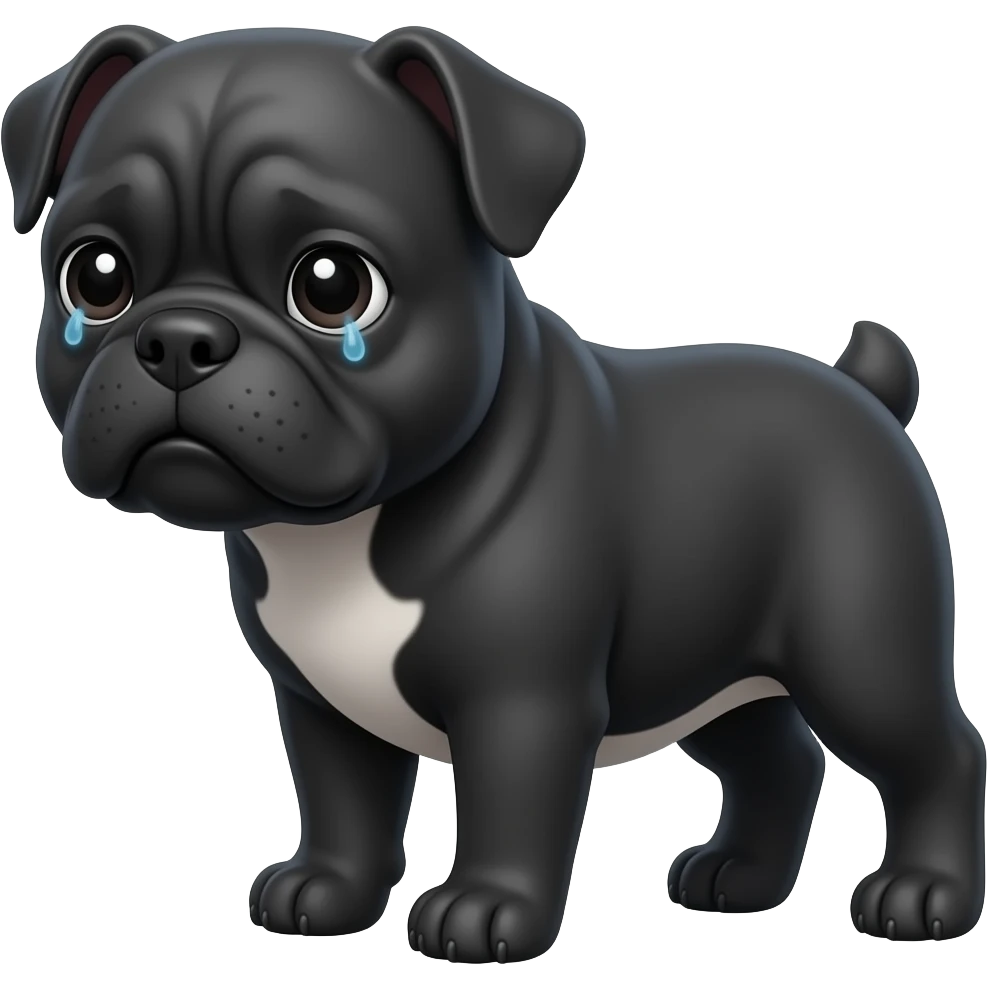 A shivering little black bulldog emoji